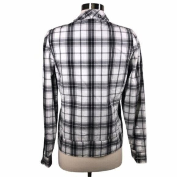 NWT WESC Black & White Long Sleeves Plaid Pattern Bomber Jacket Size Small - Picture 5 of 11